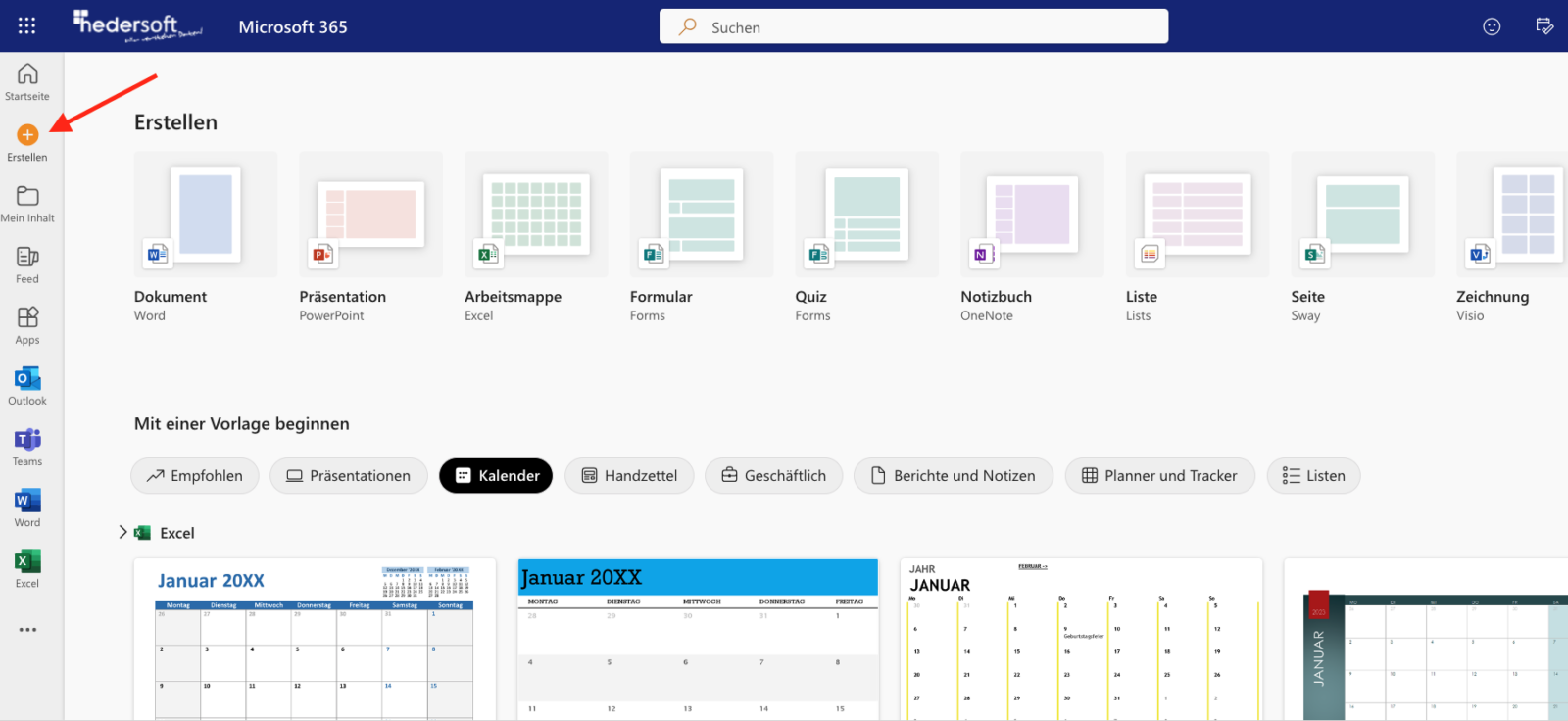 Erstellen von Dateien im OneDrive im Web