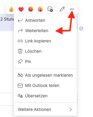 Weriterleiten von Chat Nachrichten in Teams